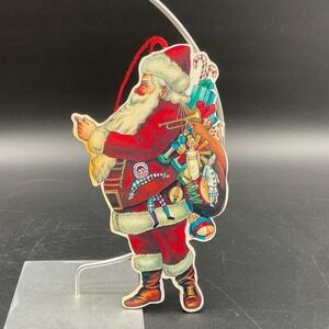 Vintage Santa Claus‎ Christmas Ornament Carrying Toys Sack Midcentury Holiday